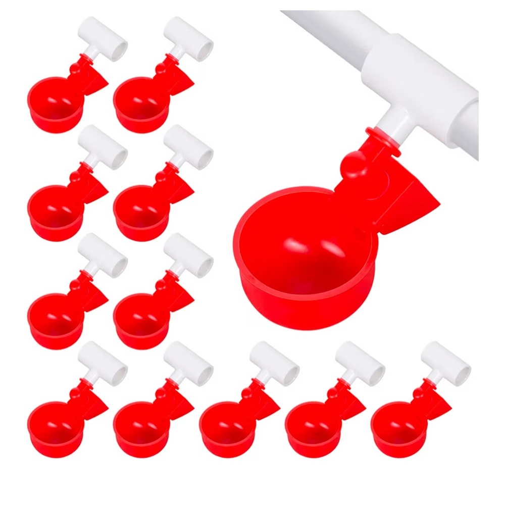 Red Automatic Chicken Waterer Cups-12pck